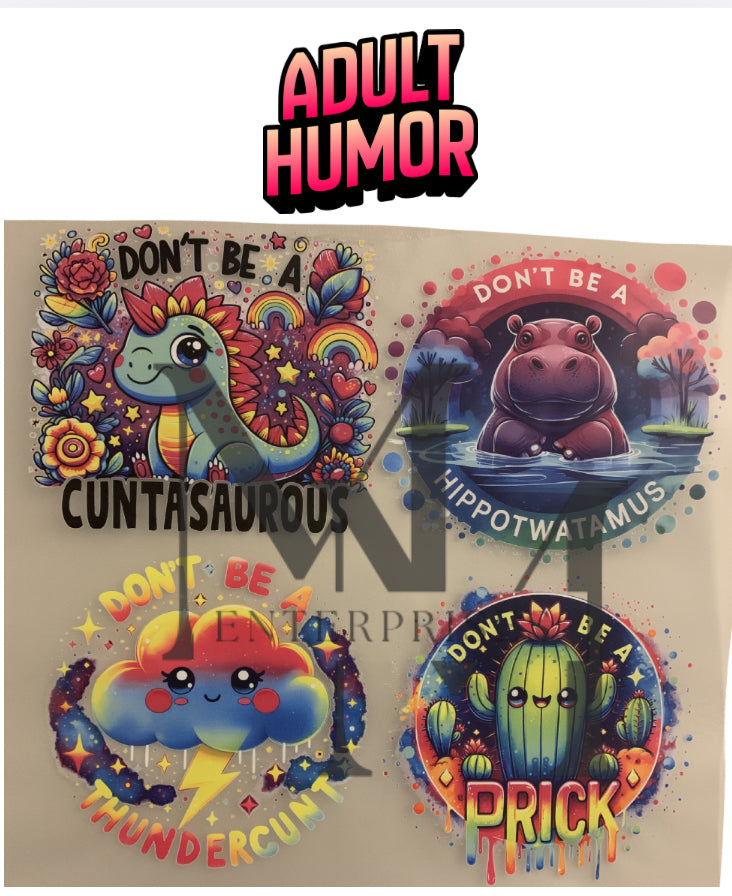 Adult Humor DTF Gangsheet – 4 Full‑Size Designs | Ready to Press | Ships Fast from Kentucky