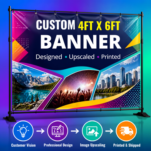 Custom 4ft x 4ft Vinyl Banner | Customer Vision, Professionally Designed, Upscaled & Printed